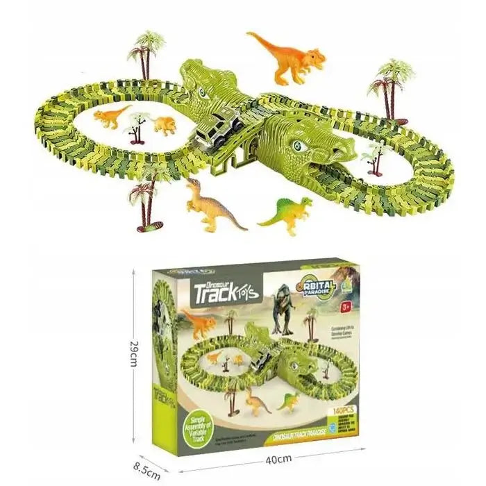 Детски Комплект с Динозаври и Гъвкави Релси – 140 Части - JAFRA