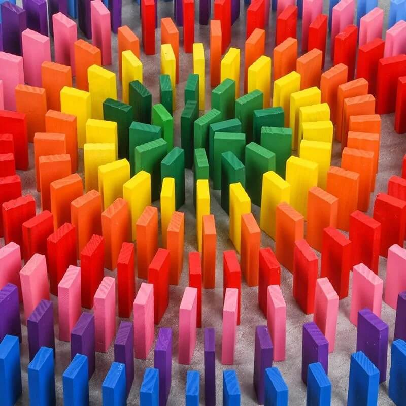 Дървено Домино, 360 части, 34 Механизма, Шаблон за Редене, Книжка с Инструкции, Чанта Подарък Спинер