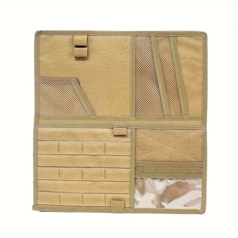 Двоен тактически органайзер за сенник за кола, джип, бус – MOLLE система, велкро, джобове за документи, очила и телефон + Подарък Нашивка, Персонализиране