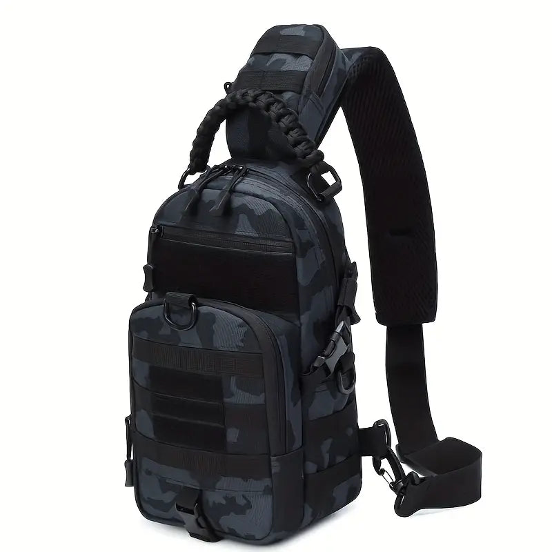 Тактическа диагонална чанта за гърди – MOLLE система, мъжка спортна чанта за планинарство и колоездене + подарък нашивка