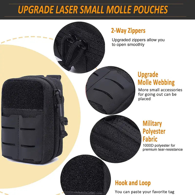 Тактическо MOLLE калъфче – компактна чанта за инструменти и първа помощ, водоустойчива, 1000D + Подарък Нашивка, Персонализиране