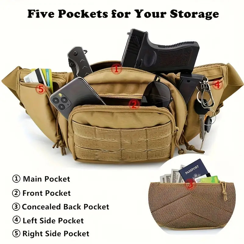 Тактическа Чанта за Кръста MOLLE Система Водоустойчива + Подарък Нашивка и Карабинер, Персонализиране