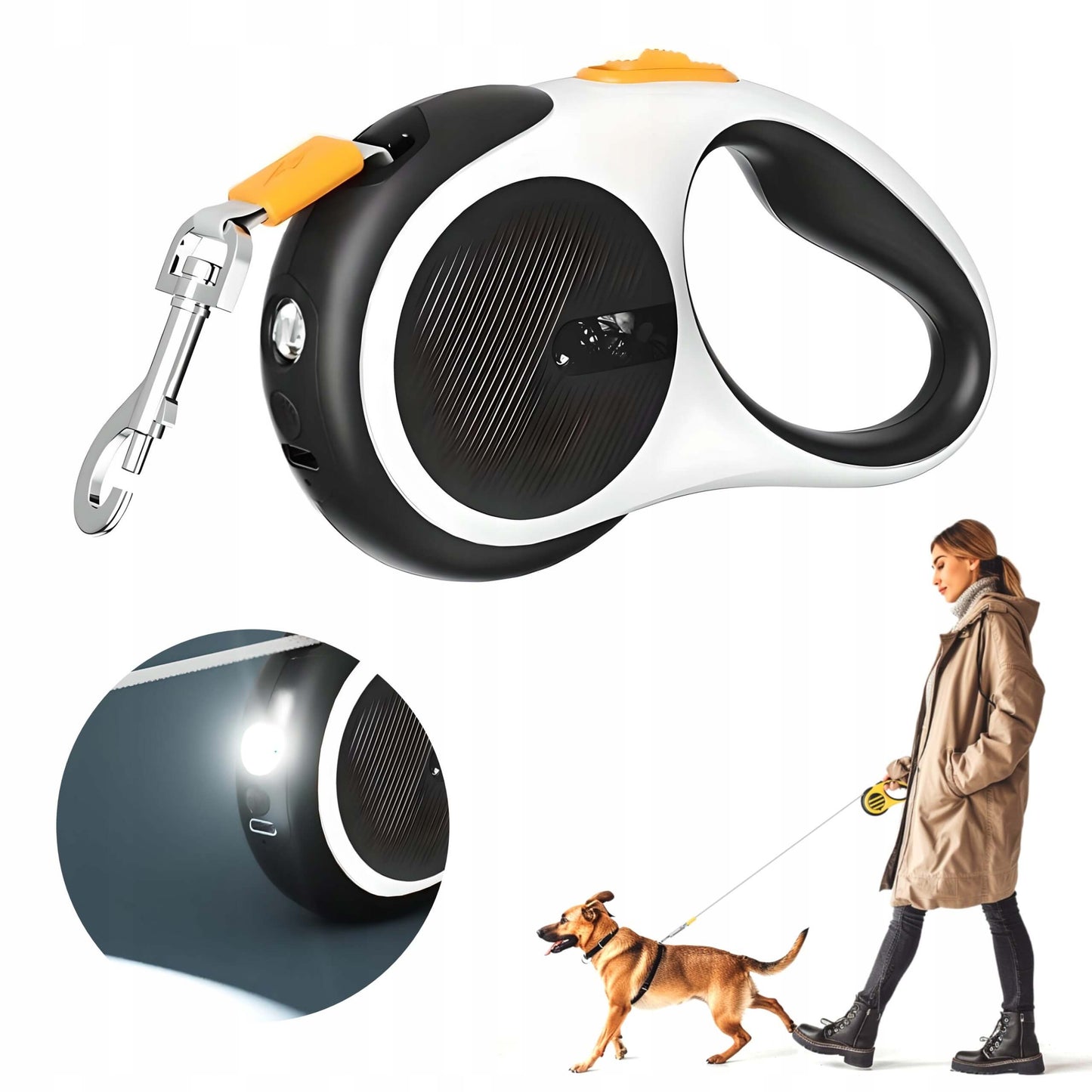 5м Автоматичен Повод за Кучета до 30кг с Вградена LED Светлина - JAFRA