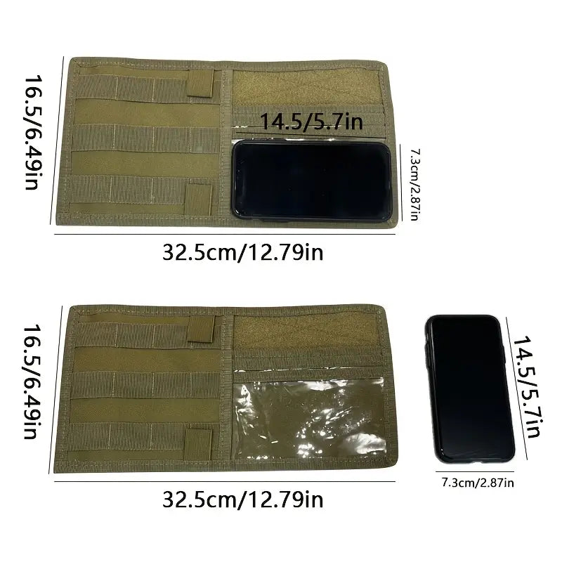 Тактически органайзер за сенник за кола, джип, бус – MOLLE система, велкро, джобове за документи, очила и телефон + Подарък Нашивка, Персонализиране