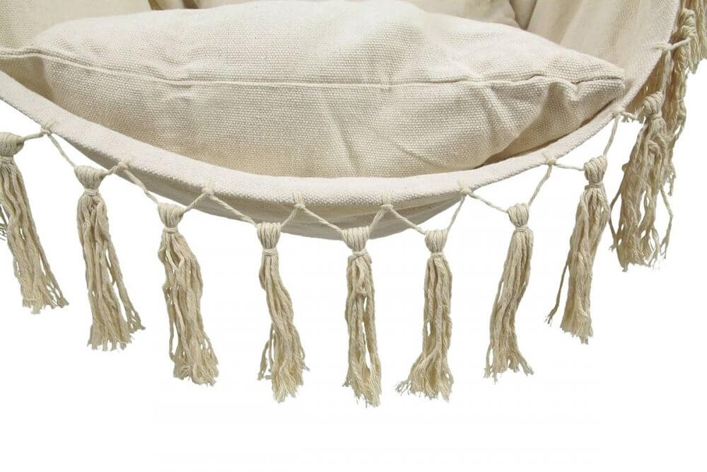 Хамак люлка от макраме – висящо кресло за дома, градината или почивка | Бежово, 120 кг товароносимост