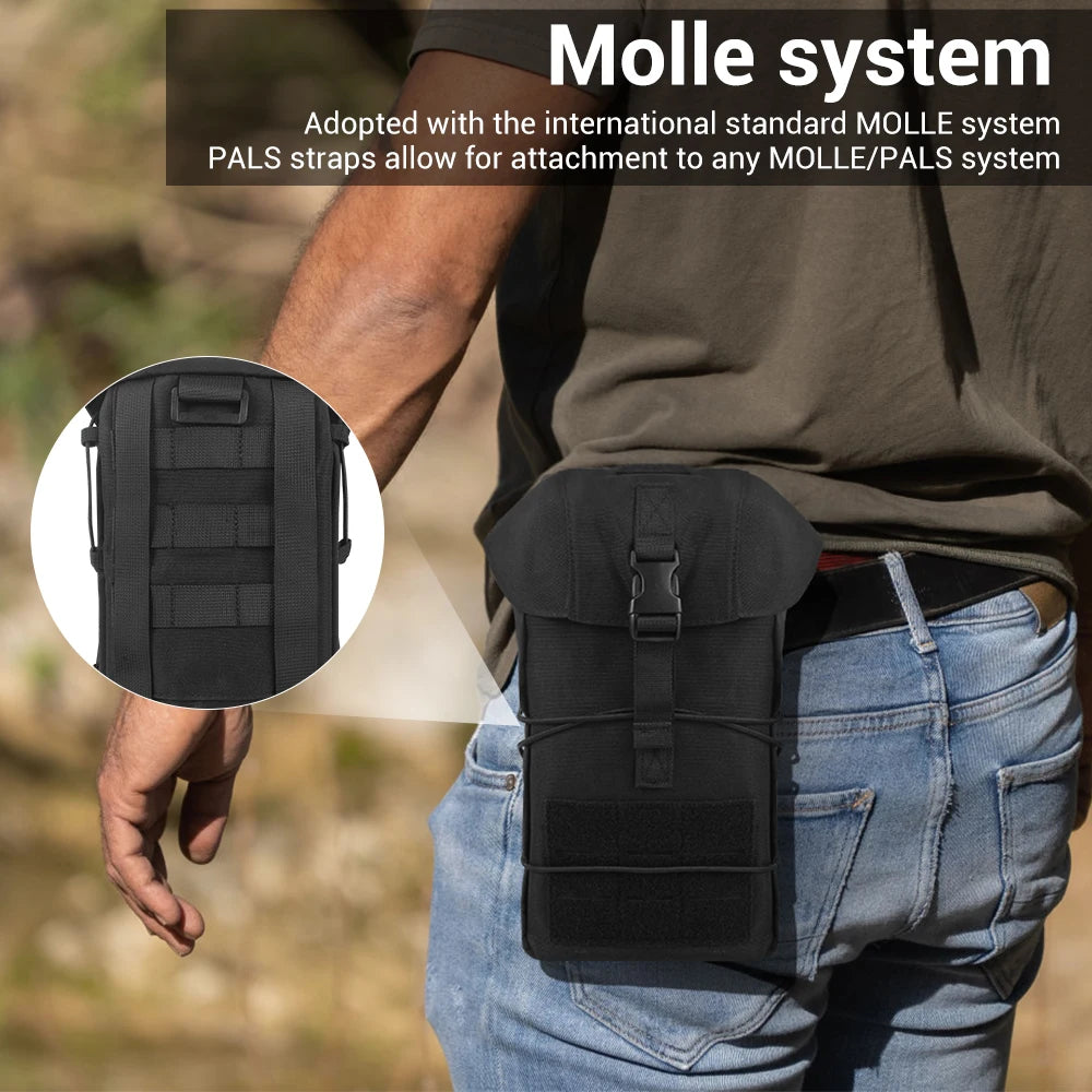 Тактическа чанта Dump Pouch за бутилка – 1000D Оксфорд, издръжлива и водоустойчива, за къмпинг и хоби + подарък нашивка