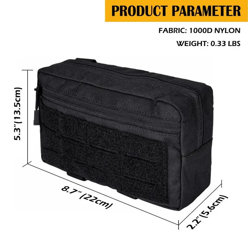 Тактическа MOLLE органайзер чанта – 1000D EDC калъф с отделения и лазерно изрязани ленти + подарък нашивка