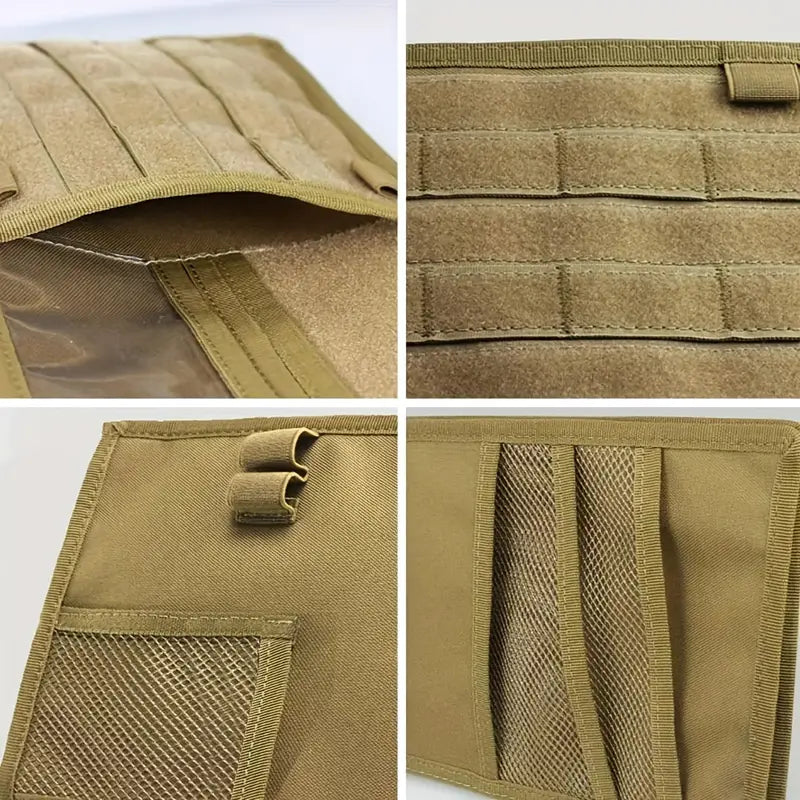 Двоен тактически органайзер за сенник за кола, джип, бус – MOLLE система, велкро, джобове за документи, очила и телефон + Подарък Нашивка, Персонализиране