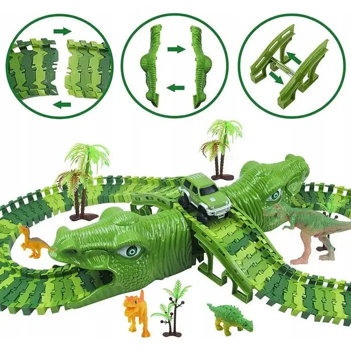 Детски Комплект с Динозаври и Гъвкави Релси – 140 Части - JAFRA