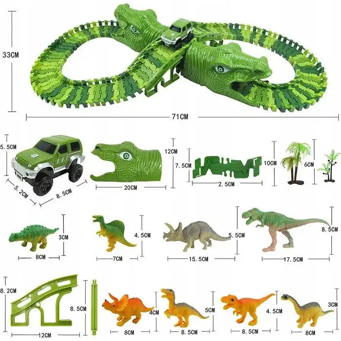 Детски Комплект с Динозаври и Гъвкави Релси – 140 Части - JAFRA