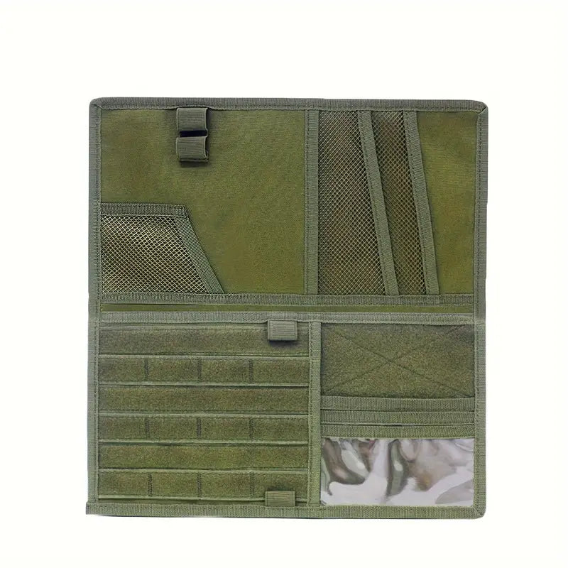 Двоен тактически органайзер за сенник за кола, джип, бус – MOLLE система, велкро, джобове за документи, очила и телефон + Подарък Нашивка, Персонализиране