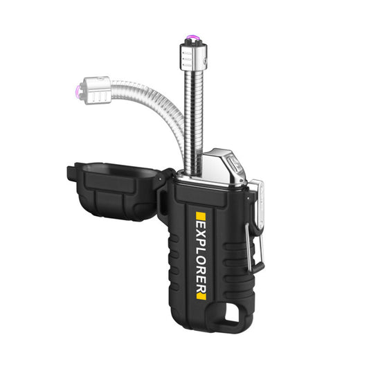 Електрическа, плазмена запалка EXPLORER с карабинер – USB зареждане, индикатор за батерията, гъвкаво рамо, ветроустойчива, водоустойчива - JAFRA