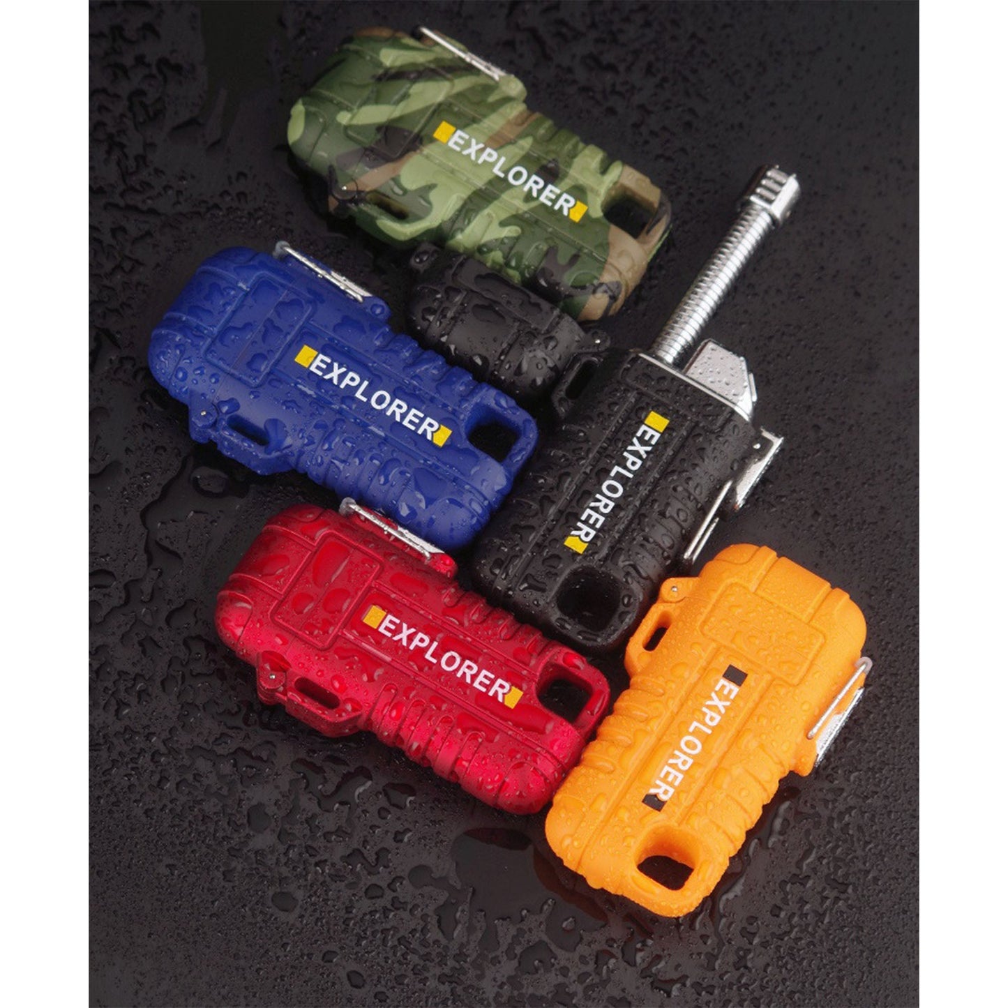 Електрическа, плазмена запалка EXPLORER с карабинер – USB зареждане, индикатор за батерията, гъвкаво рамо, ветроустойчива, водоустойчива - JAFRA