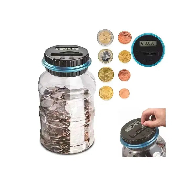 Digital Money Box with Counter – Electronic Jar for Euro Coins