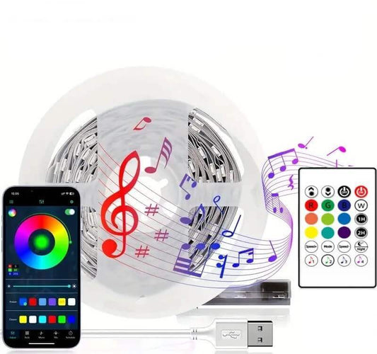 5м LED Лента RGB-IC, Bluetooth, Цветомузика, Микрофон, App, Дистанционно