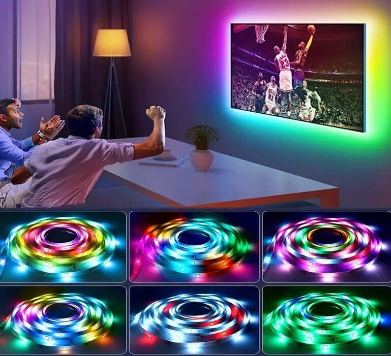 5м LED Лента RGB-IC, Bluetooth, Цветомузика, Микрофон, App, Дистанционно