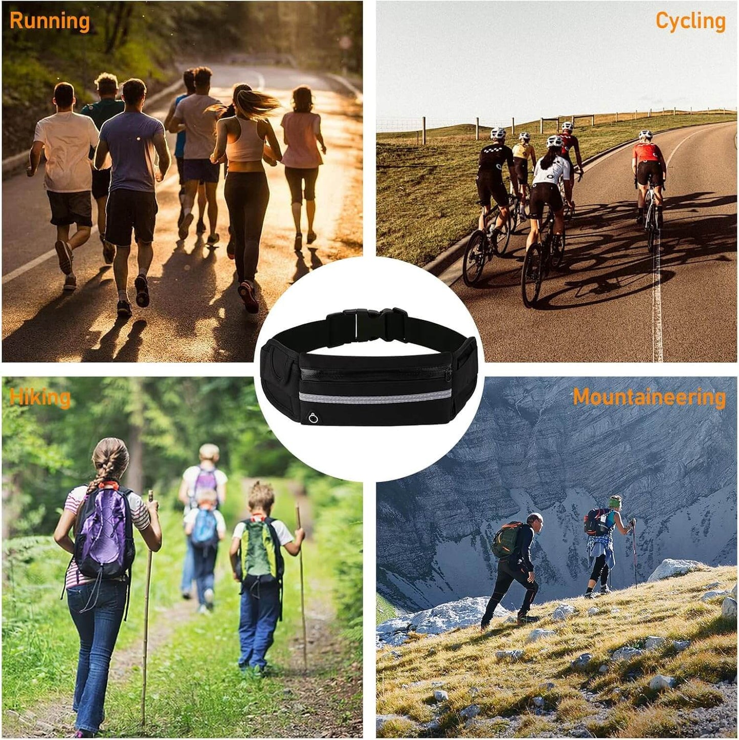 Неопренова Чанта Колан за Бягане и Фитнес, Подарък - Хавлиени Накитници 2бр Черни - JAFRA