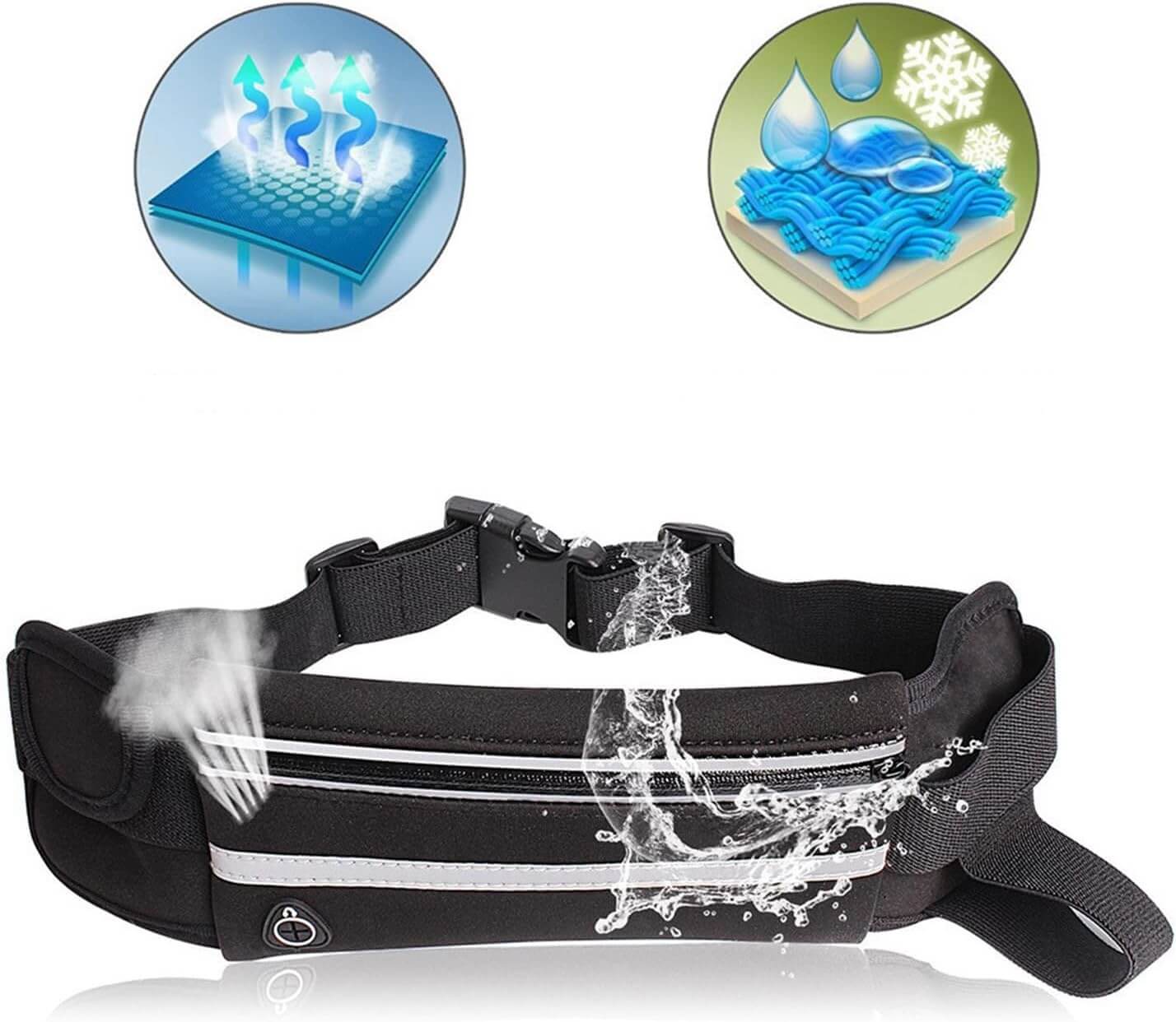 Неопренова Чанта Колан за Бягане и Фитнес, Подарък - Хавлиени Накитници 2бр Черни - JAFRA