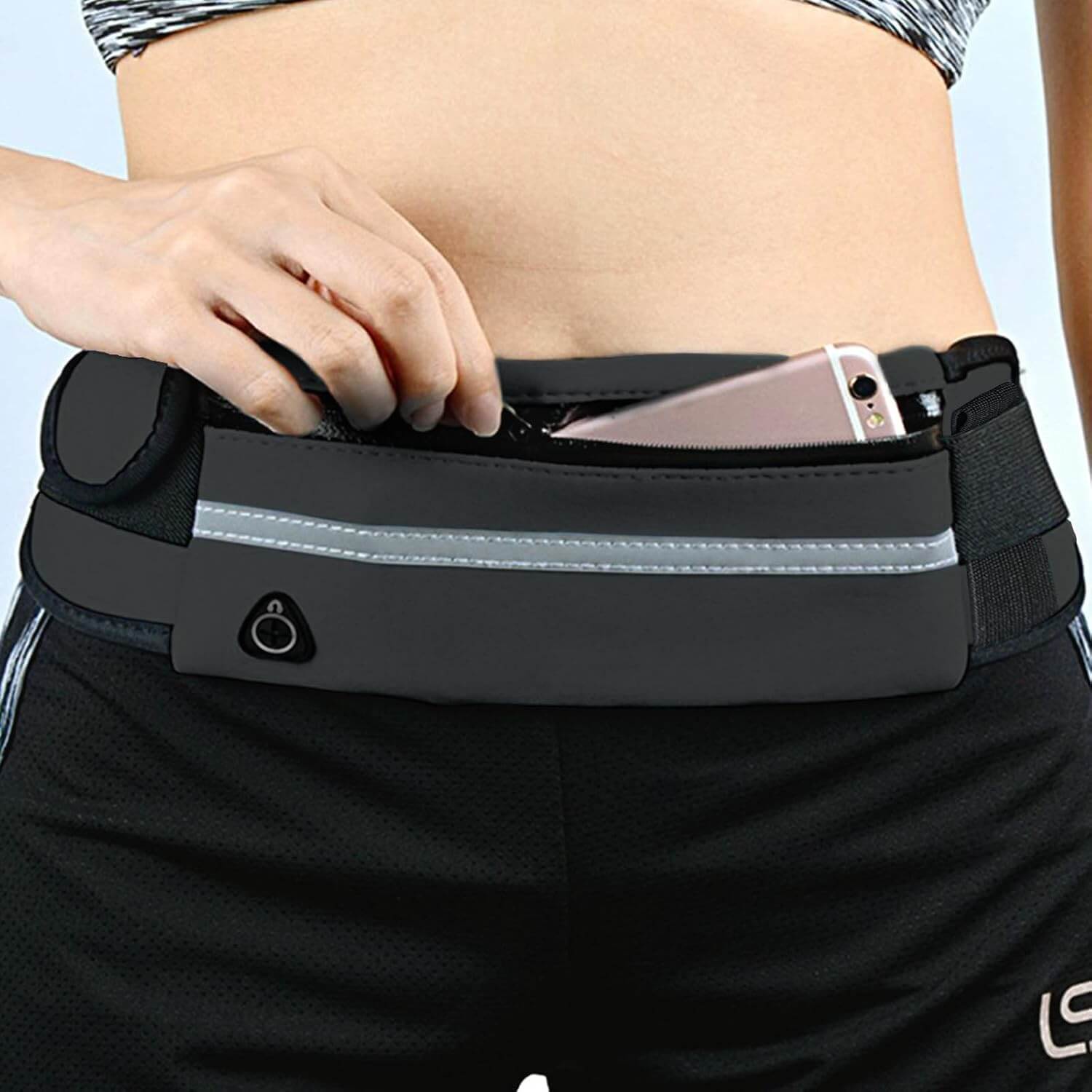 Неопренова Чанта Колан за Бягане и Фитнес, Подарък - Хавлиени Накитници 2бр Черни - JAFRA