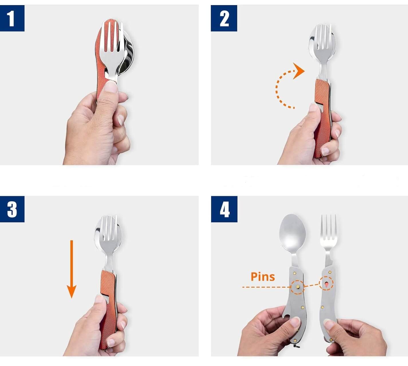 Комплект Метални Прибори за Хранене, Компактен и Практичен