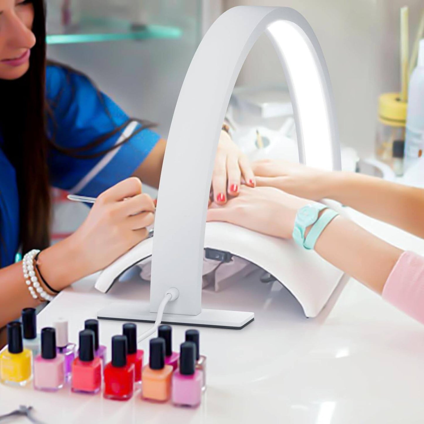 Професионална LED Лампа Полумесец за Разкрасителни Услуги + ПОДАРЪК Пили за Маникюр, Отстъпки - JAFRA