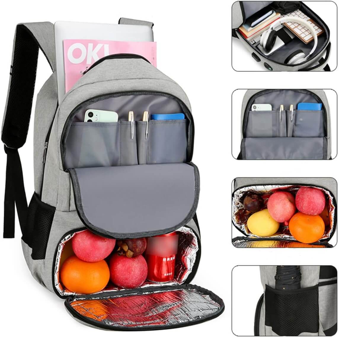36L Backpack with Cooler Compartment + Compact Cutlery Set - Ideal for Travel and Tourism