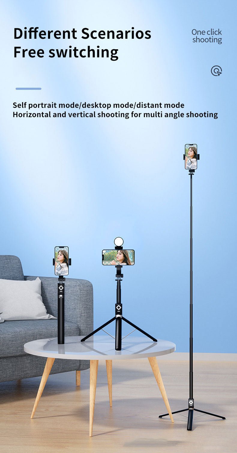 Селфи Стик с LED Светлини и Bluetooth Дистанционно за TikTok, YouTube и Instagram - JAFRA