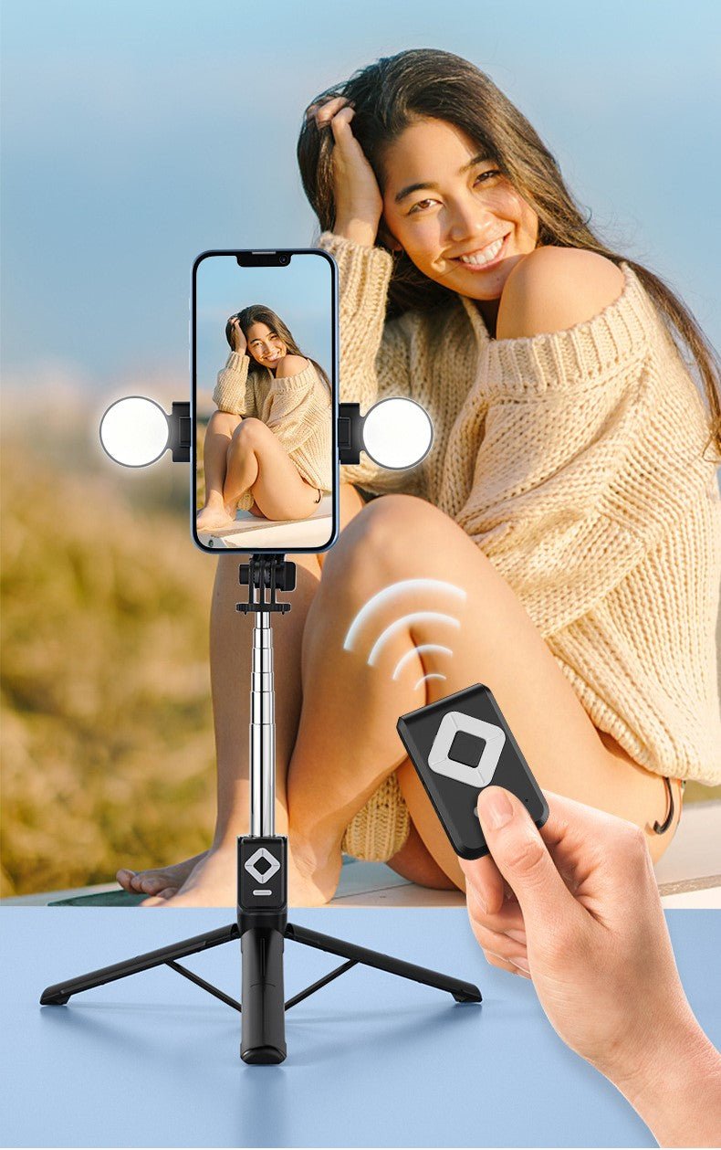 Селфи Стик с LED Светлини и Bluetooth Дистанционно за TikTok, YouTube и Instagram - JAFRA