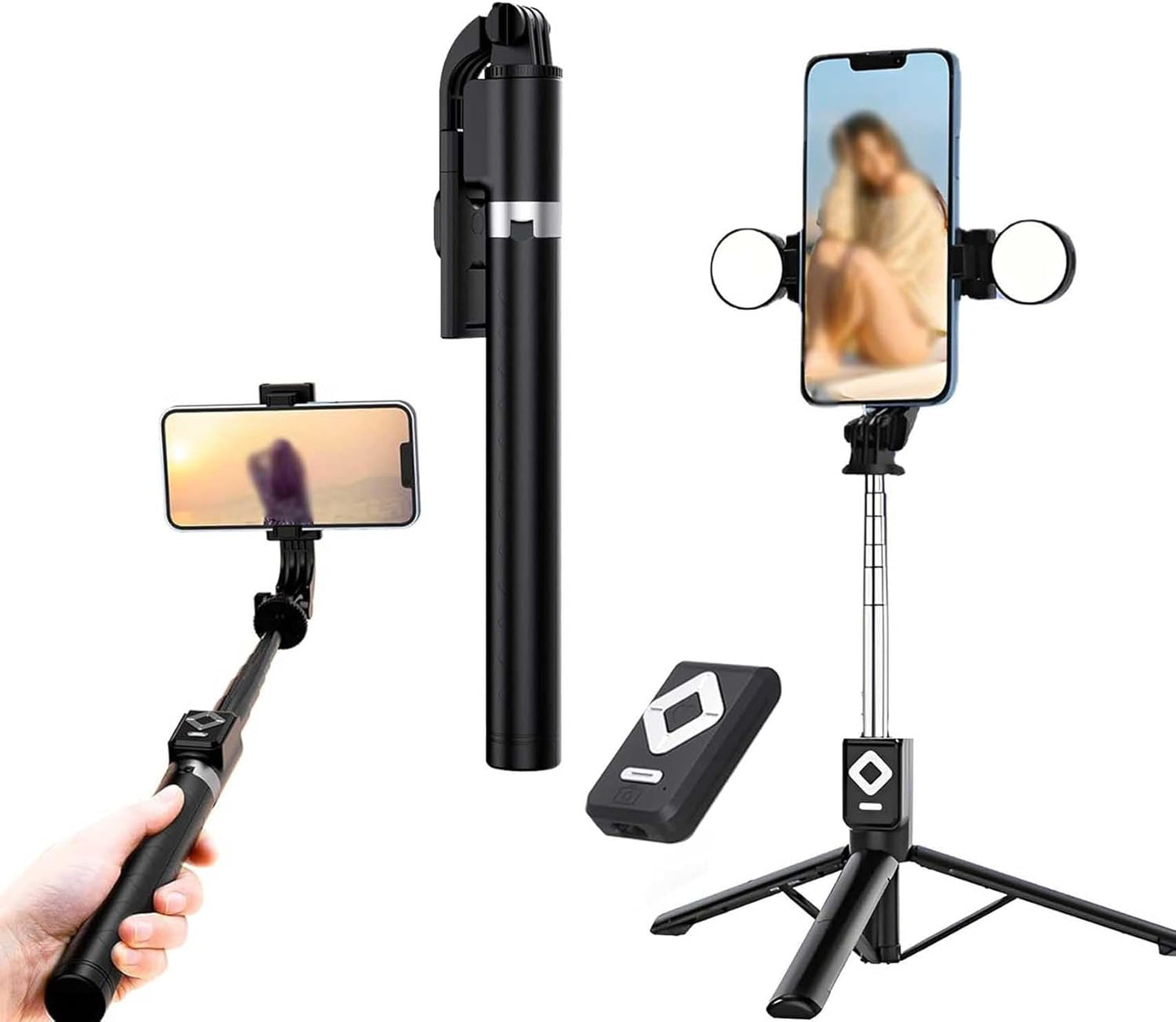 Селфи Стик с LED Светлини и Bluetooth Дистанционно за TikTok, YouTube и Instagram - JAFRA