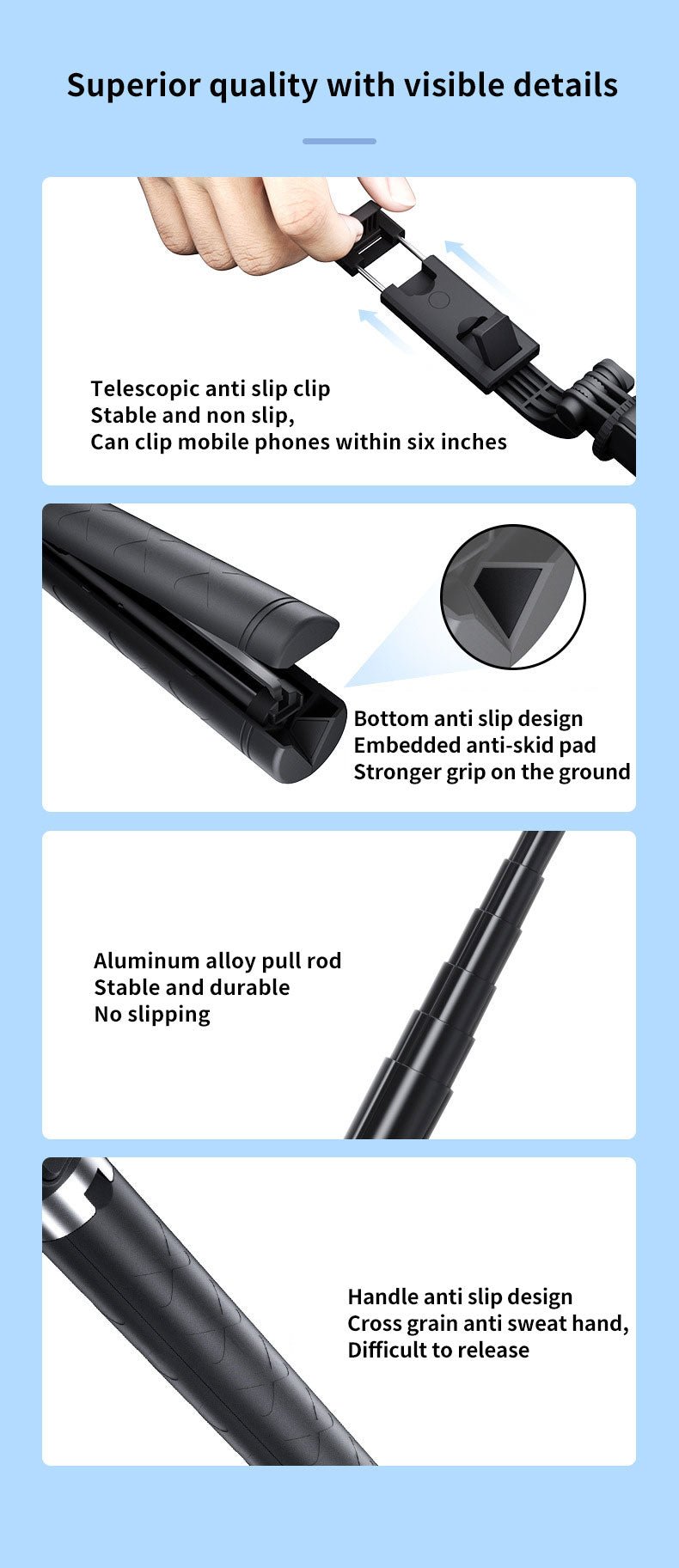 Селфи Стик с LED Светлини и Bluetooth Дистанционно за TikTok, YouTube и Instagram - JAFRA