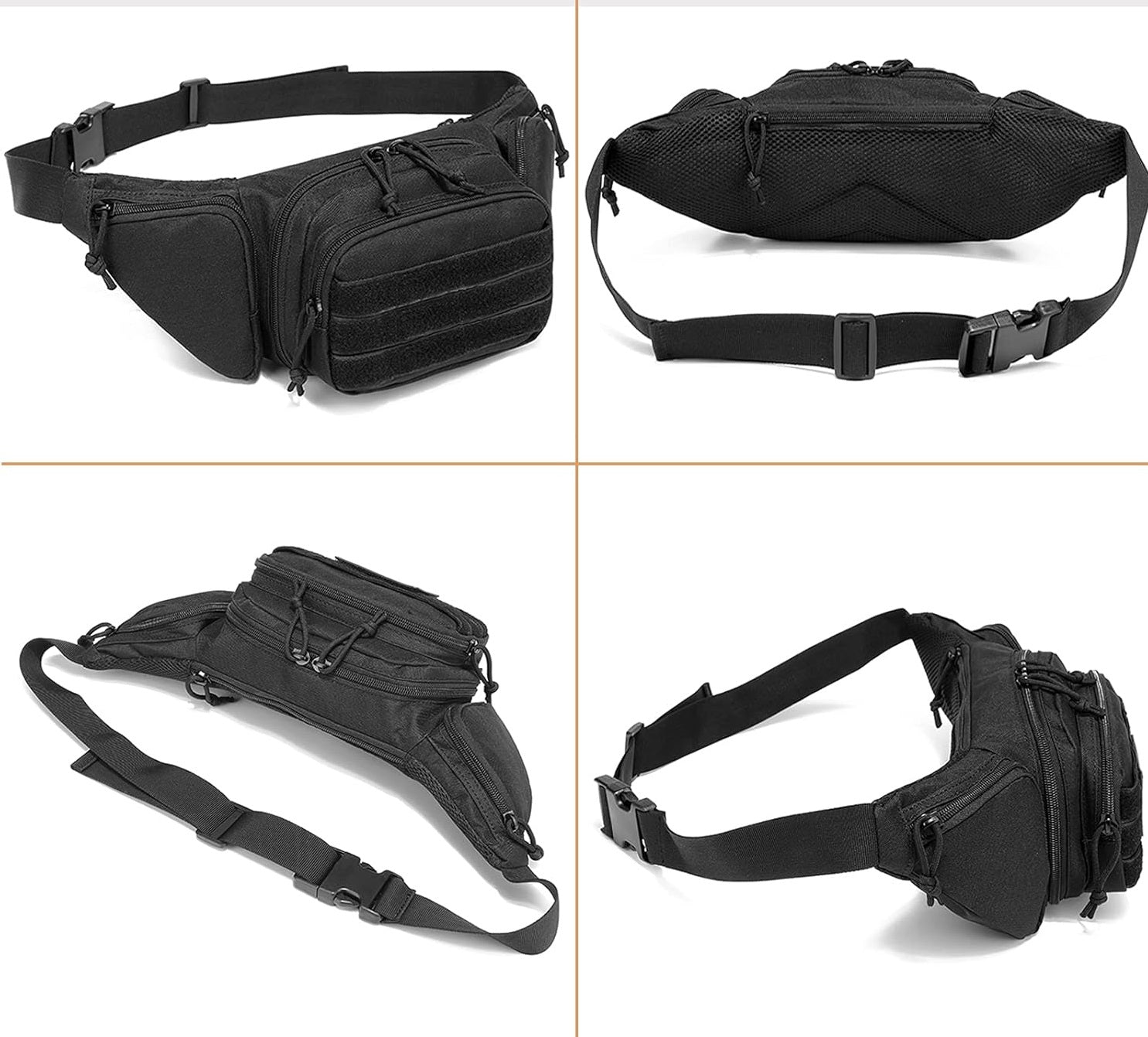 Тактическа Чанта за Кръста MOLLE Система Водоустойчива + Подарък 2 Нашивки и Карабинери, Персонализиране - JAFRA