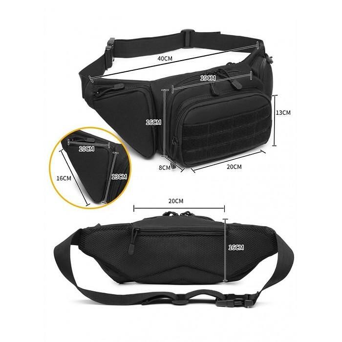 Тактическа Чанта за Кръста MOLLE Система Водоустойчива + Подарък 2 Нашивки и Карабинери, Персонализиране - JAFRA