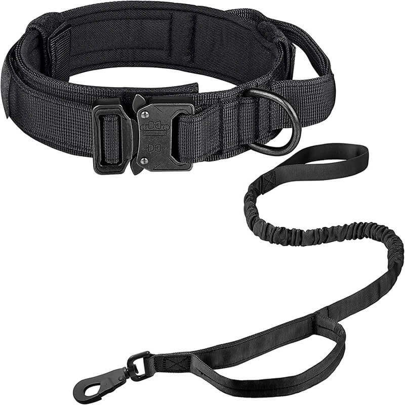 Тактически Нашийник за Куче с Дръжка с Еластичен Повод, Велкро за Залепване на Нашивка 2бр в Пакета Подарък - JAFRA