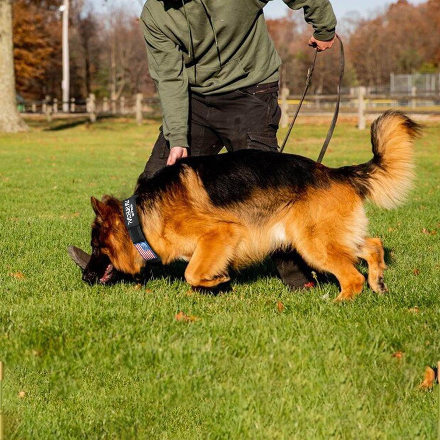 Тактически Нашийник за Куче с Дръжка с Еластичен Повод, Велкро за Залепване на Нашивка 2бр в Пакета Подарък - JAFRA