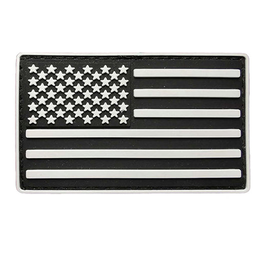 Нашивка USA Flag Гума - Черно-Бяла (8x5 см) с Велкро гръб