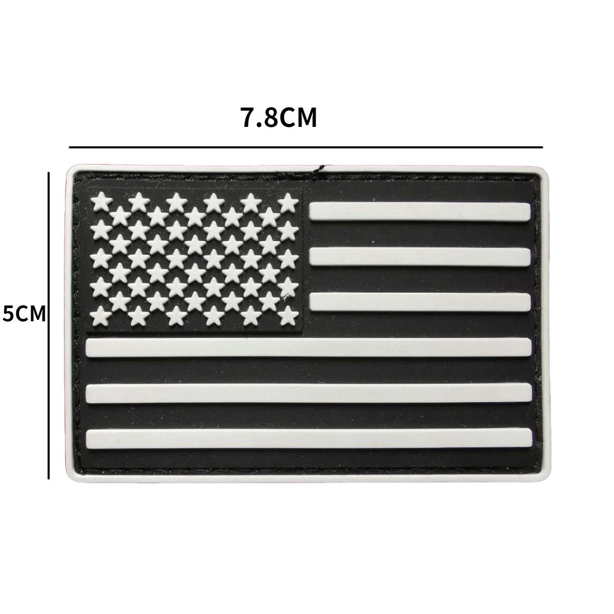 Нашивка USA Flag Гума - Черно-Бяла (8x5 см) с Велкро гръб