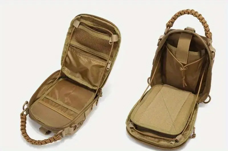 Тактическа мъжка чанта през рамо – 900D Оксфорд, MOLLE система, водоустойчива, за къмпинг, риболов и трекинг с велкро панел + подарък нашивка