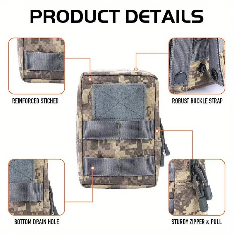 3 тактически чанти от 1000D Oxford + 5 D-образни катарами, MOLLE, EDC аксесоари и оцеляване + подарък нашивка