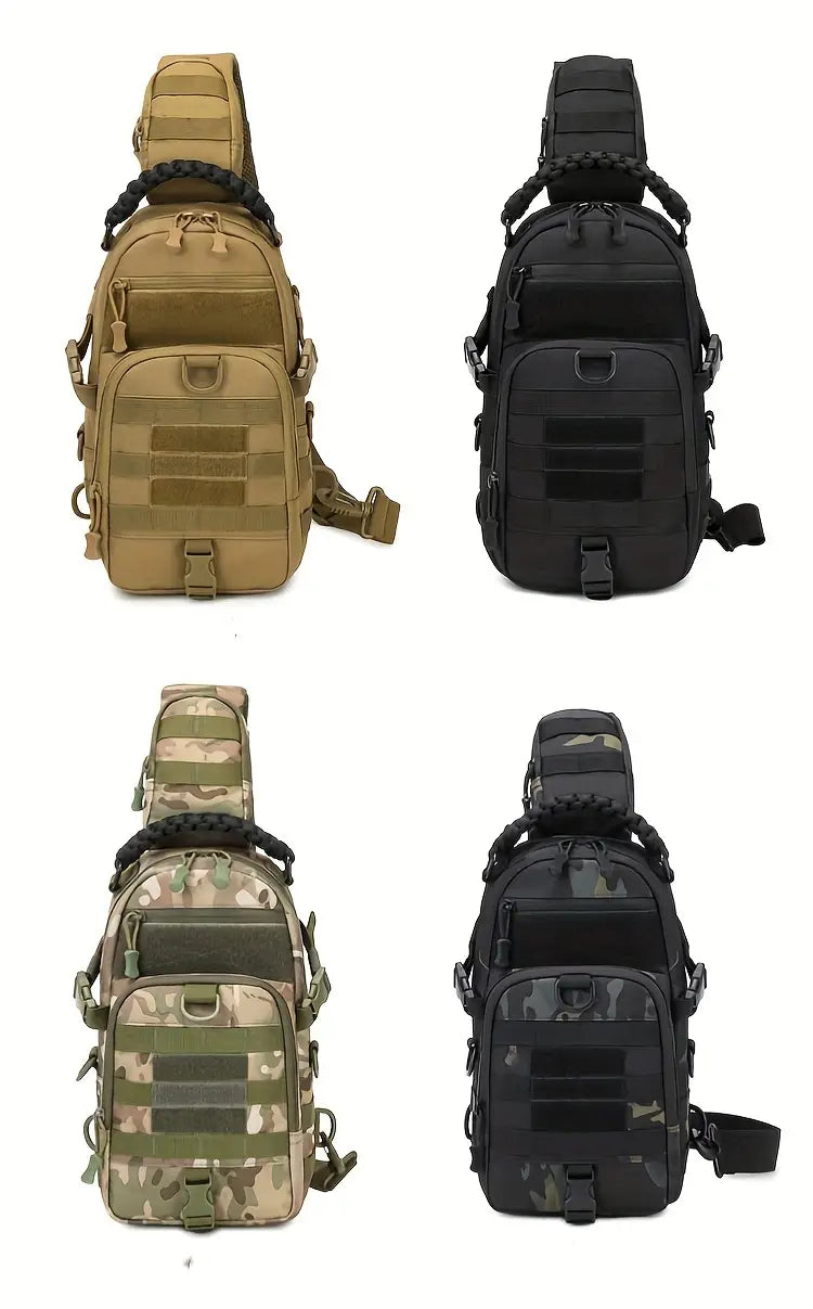 Тактическа диагонална чанта за гърди – MOLLE система, мъжка спортна чанта за планинарство и колоездене + подарък нашивка