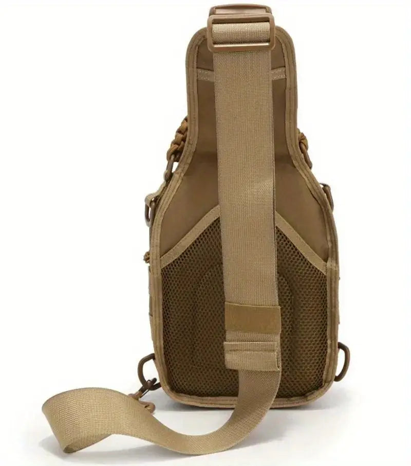 Тактическа мъжка чанта през рамо – 900D Оксфорд, MOLLE система, водоустойчива, за къмпинг, риболов и трекинг с велкро панел + подарък нашивка