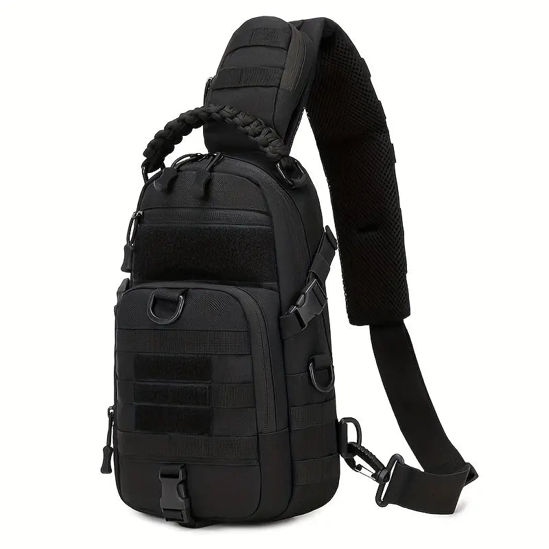 Тактическа диагонална чанта за гърди – MOLLE система, мъжка спортна чанта за планинарство и колоездене + подарък нашивка